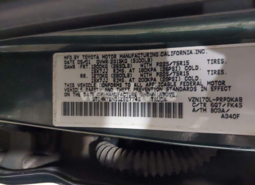 Photo 9 of 2001 Toyota Tacoma BASE V6 (VIN 5TEHN72N91Z827745)
