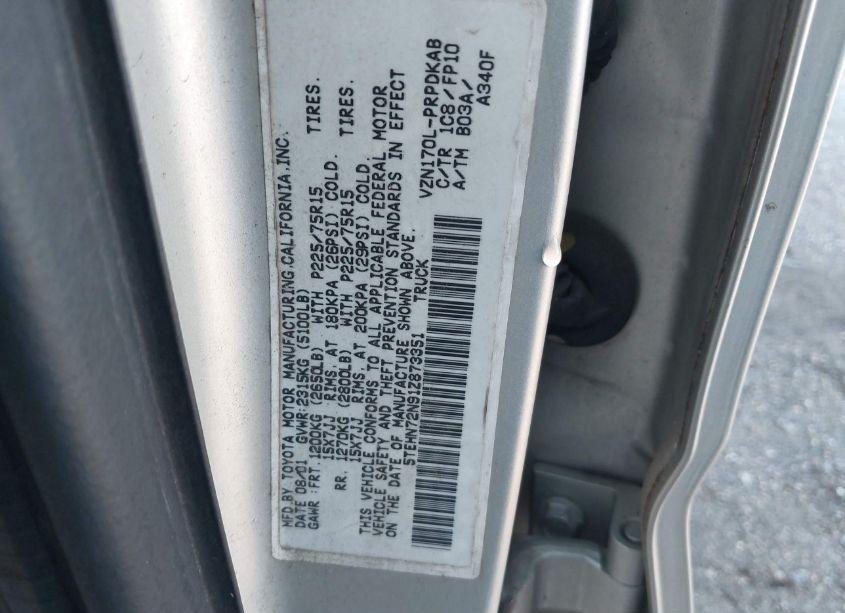 Photo 9 of 2001 Toyota Tacoma BASE V6 (VIN 5TEHN72N91Z873351)