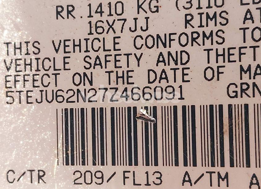Photo 9 of 2007 Toyota Tacoma PRERUNNER V6 (VIN 5TEJU62N27Z466091)