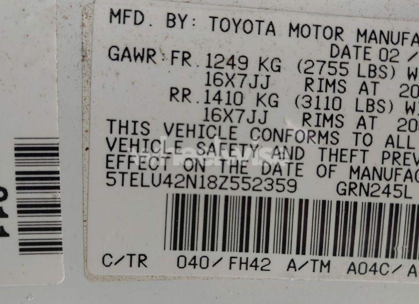 Photo 9 of 2008 Toyota Tacoma BASE V6 (VIN 5TELU42N18Z552359)
