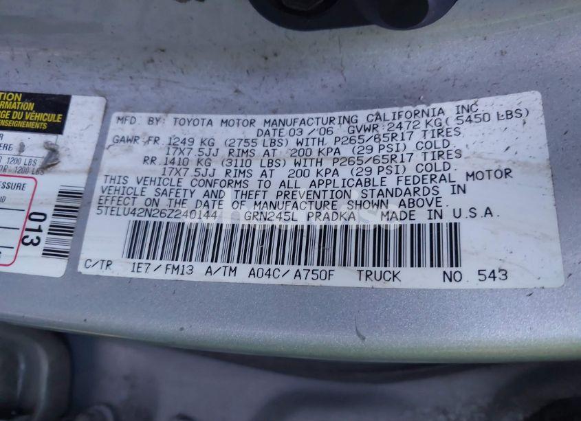 Photo 9 of 2006 Toyota Tacoma DOUBLE CAB (VIN 5TELU42N26Z240144)