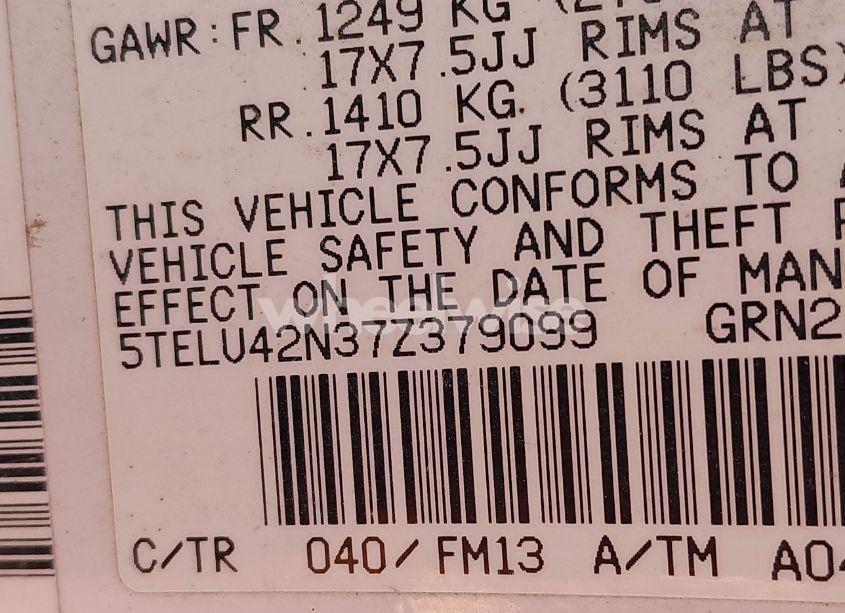 Photo 9 of 2007 Toyota Tacoma BASE V6 (VIN 5TELU42N37Z379099)