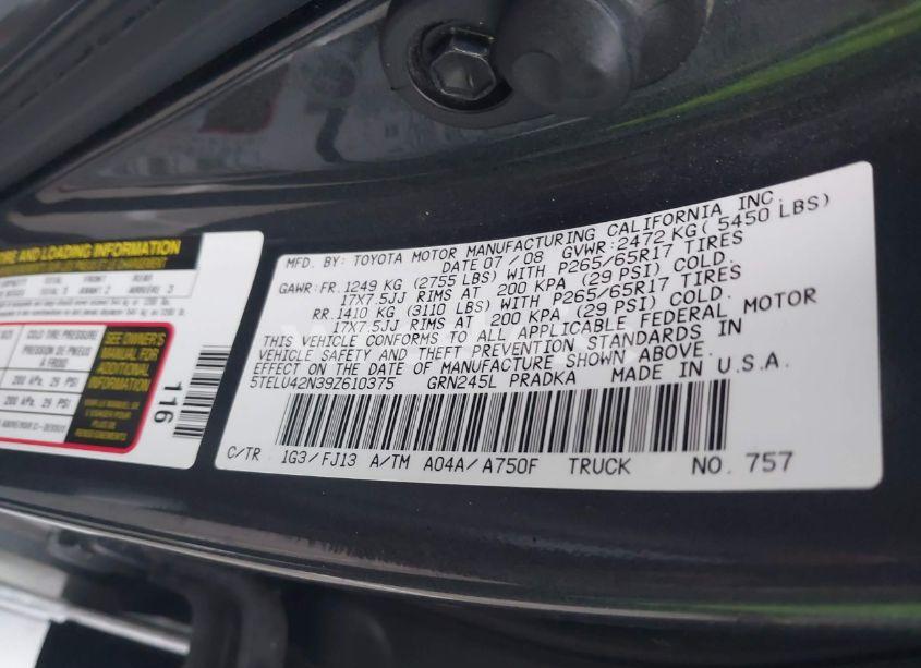 Photo 9 of 2009 Toyota Tacoma DOUBLE CAB (VIN 5TELU42N39Z610375)