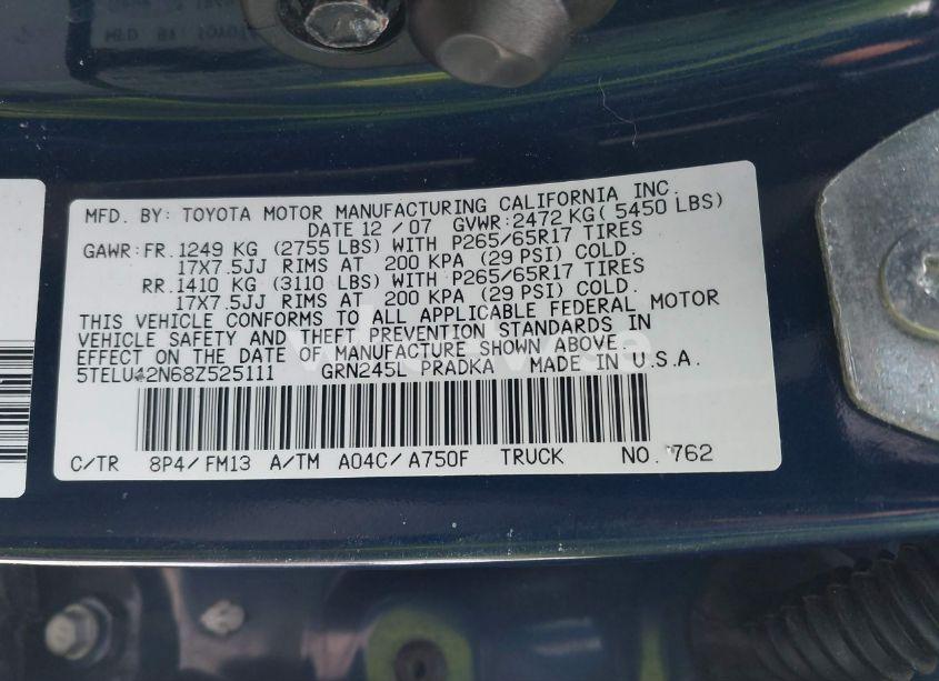 Photo 9 of 2008 Toyota Tacoma DOUBLE CAB (VIN 5TELU42N68Z525111)