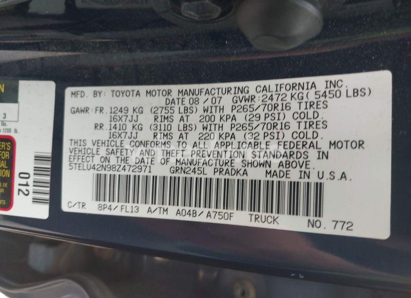Photo 11 of 2008 Toyota Tacoma BASE V6 (VIN 5TELU42N98Z472971)