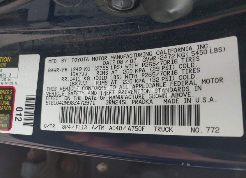 Photo 9 of 2008 Toyota Tacoma BASE V6 (VIN 5TELU42N98Z472971)