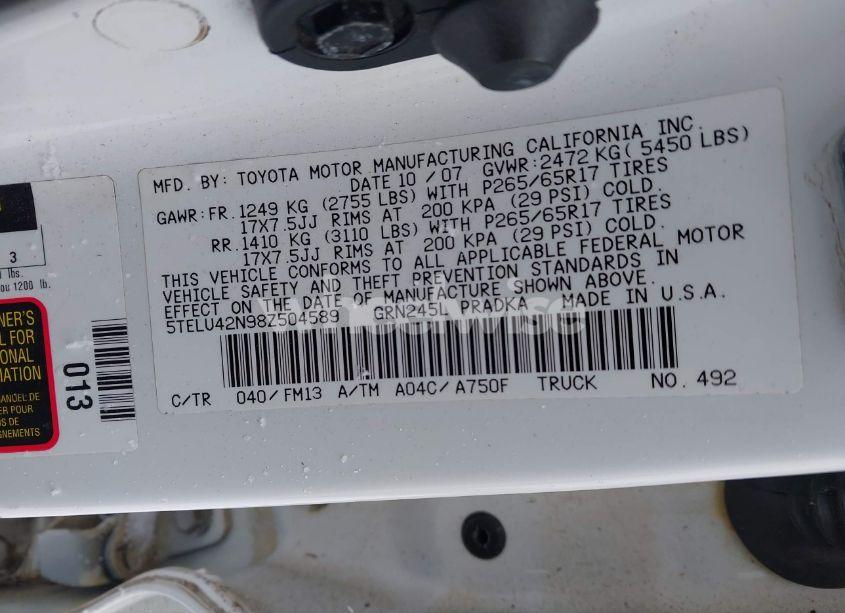Photo 9 of 2008 Toyota Tacoma DOUBLE CAB (VIN 5TELU42N98Z504589)