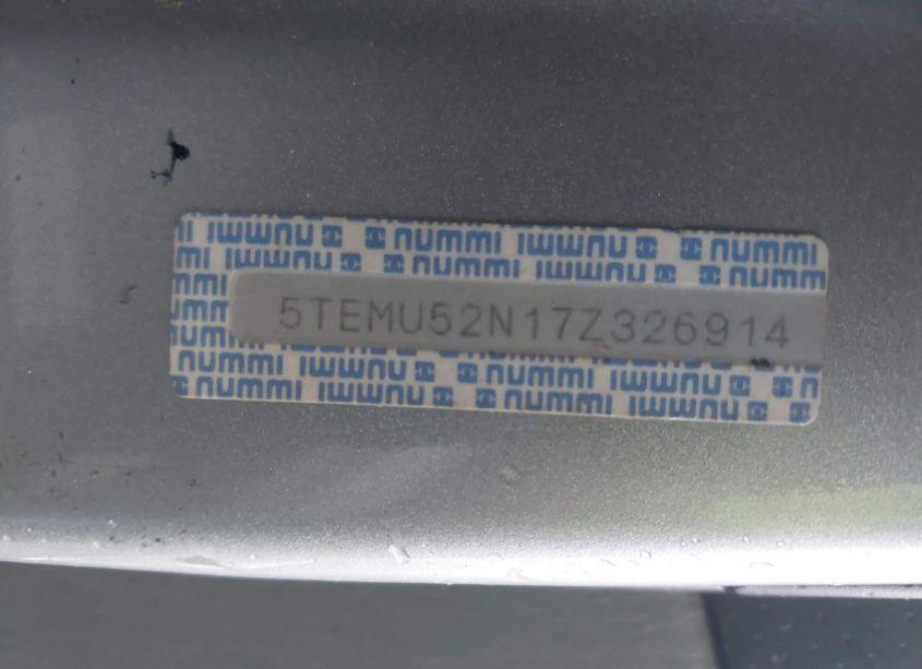 Photo 9 of 2007 Toyota Tacoma BASE V6 (VIN 5TEMU52N17Z326914)