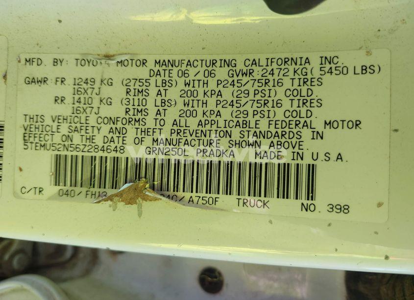 Photo 9 of 2006 Toyota Tacoma BASE V6 (VIN 5TEMU52N56Z284648)