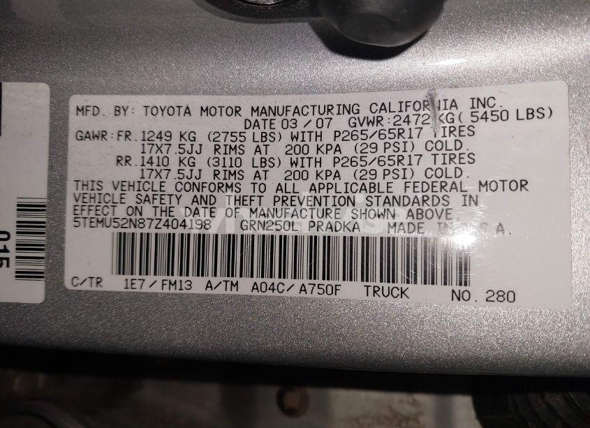 Photo 9 of 2007 Toyota Tacoma DOUBLE CAB LONG BED (VIN 5TEMU52N87Z404198)