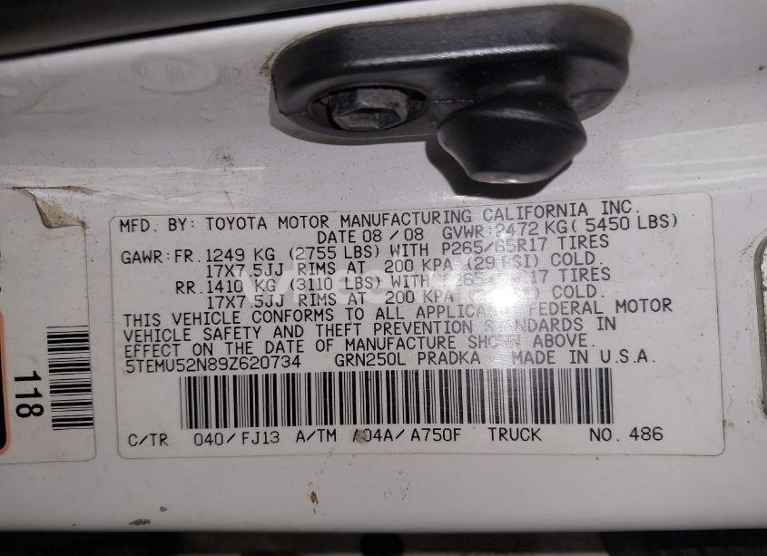 Photo 9 of 2009 Toyota Tacoma DOUBLE CAB LONG BED (VIN 5TEMU52N89Z620734)