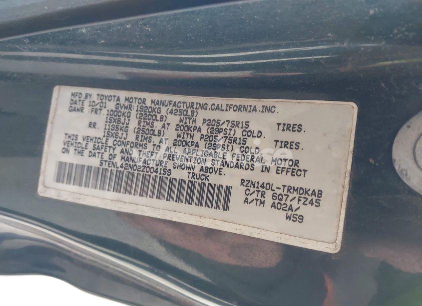 Photo 9 of 2002 Toyota Tacoma (VIN 5TENL42N02Z004159)