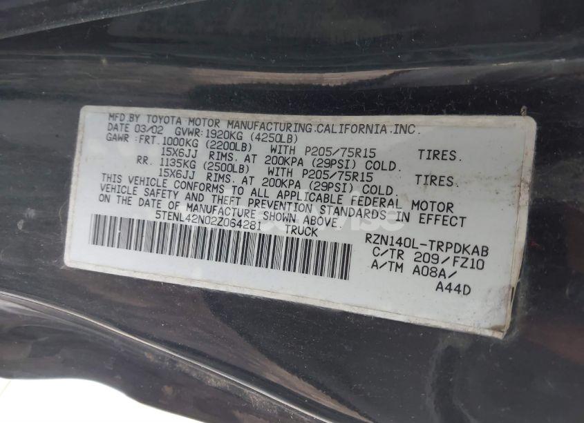Photo 9 of 2002 Toyota Tacoma (VIN 5TENL42N02Z064281)