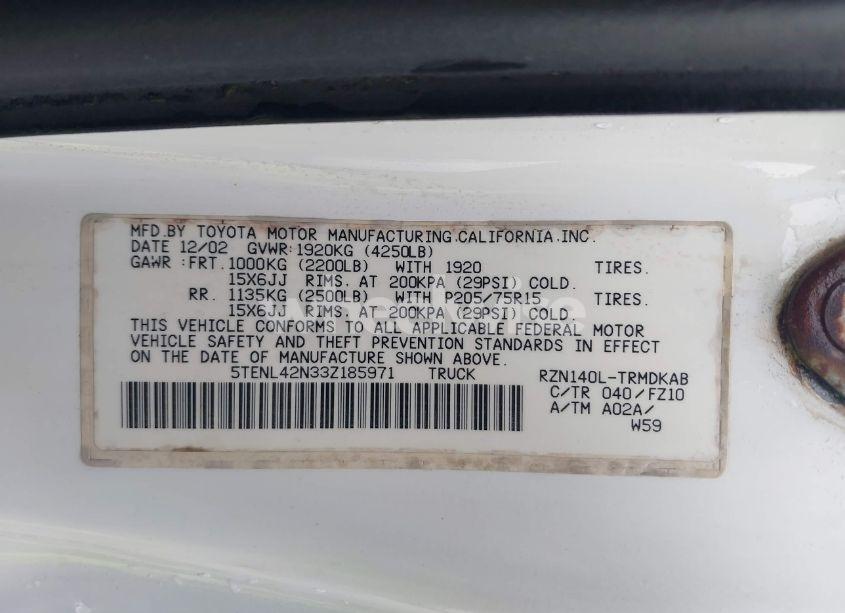 Photo 9 of 2003 Toyota Tacoma (VIN 5TENL42N33Z185971)