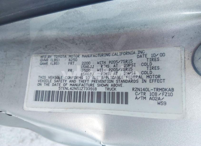 Photo 9 of 2001 Toyota Tacoma (VIN 5TENL42N51Z733918)
