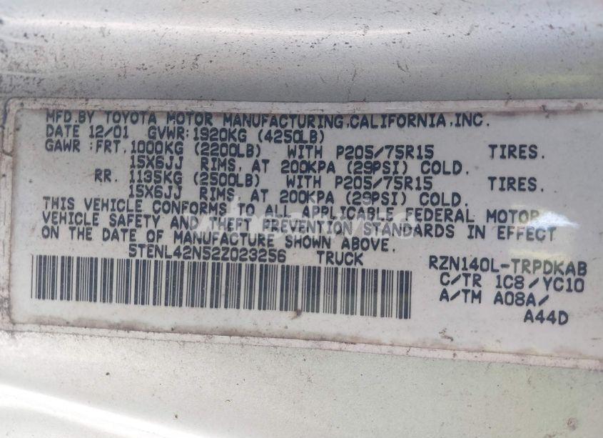 Photo 9 of 2002 Toyota Tacoma (VIN 5TENL42N52Z023256)