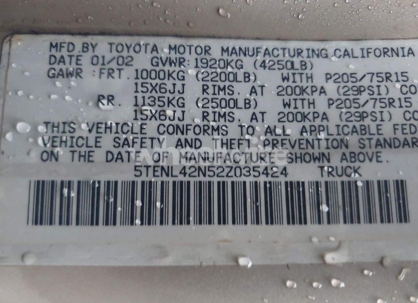 Photo 9 of 2002 Toyota Tacoma (VIN 5TENL42N52Z035424)
