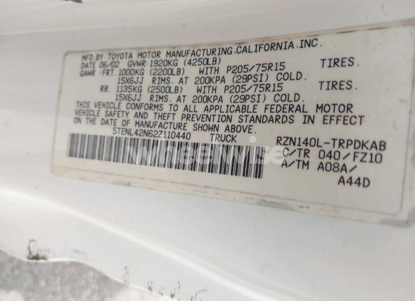 Photo 9 of 2002 Toyota Tacoma (VIN 5TENL42N62Z110440)