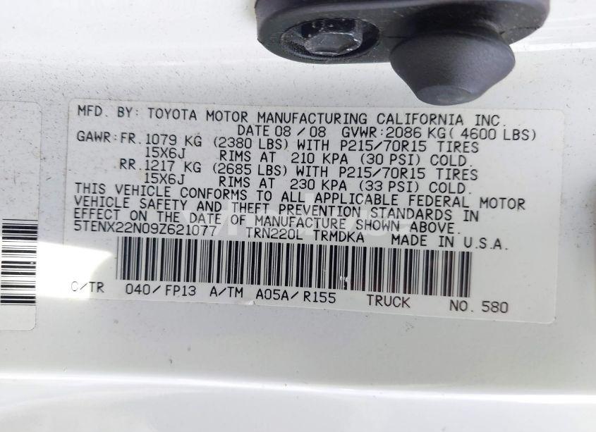 Photo 9 of 2009 Toyota Tacoma (VIN 5TENX22N09Z621077)