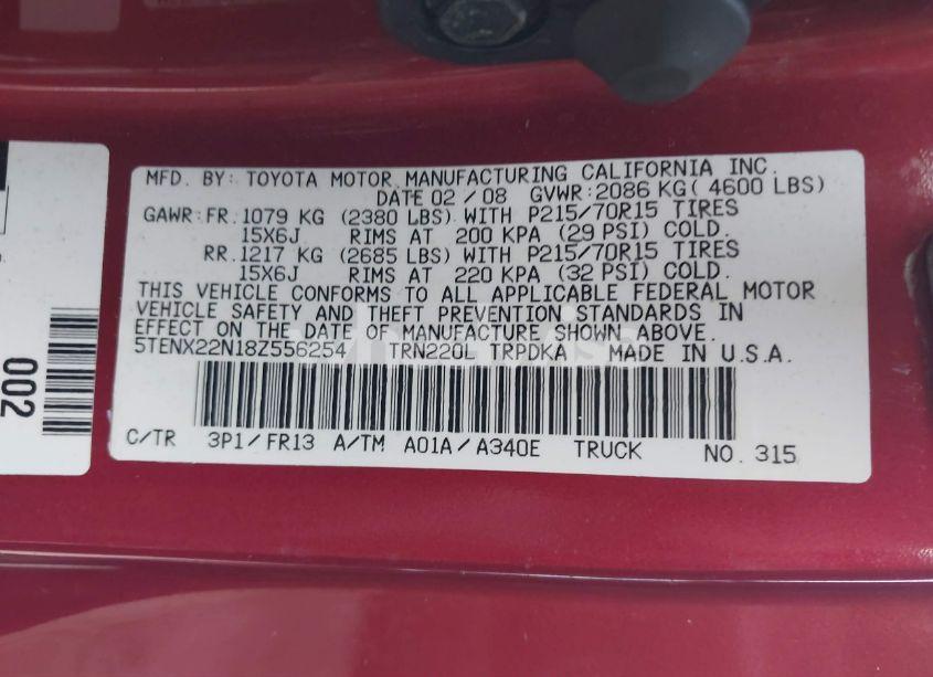 Photo 9 of 2008 Toyota Tacoma (VIN 5TENX22N18Z556254)