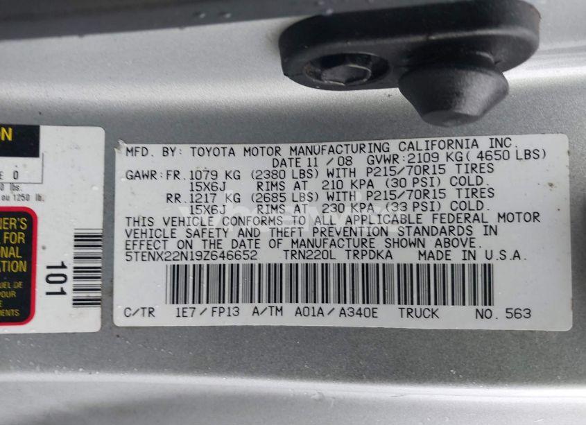 Photo 9 of 2009 Toyota Tacoma (VIN 5TENX22N19Z646652)