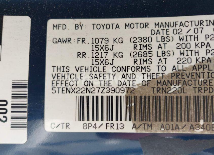 Photo 9 of 2007 Toyota Tacoma N/A (VIN 5TENX22N27Z390972)