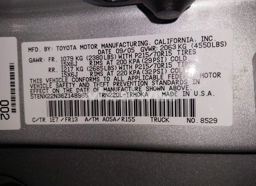 Photo 9 of 2006 Toyota Tacoma N/A (VIN 5TENX22N36Z148965)