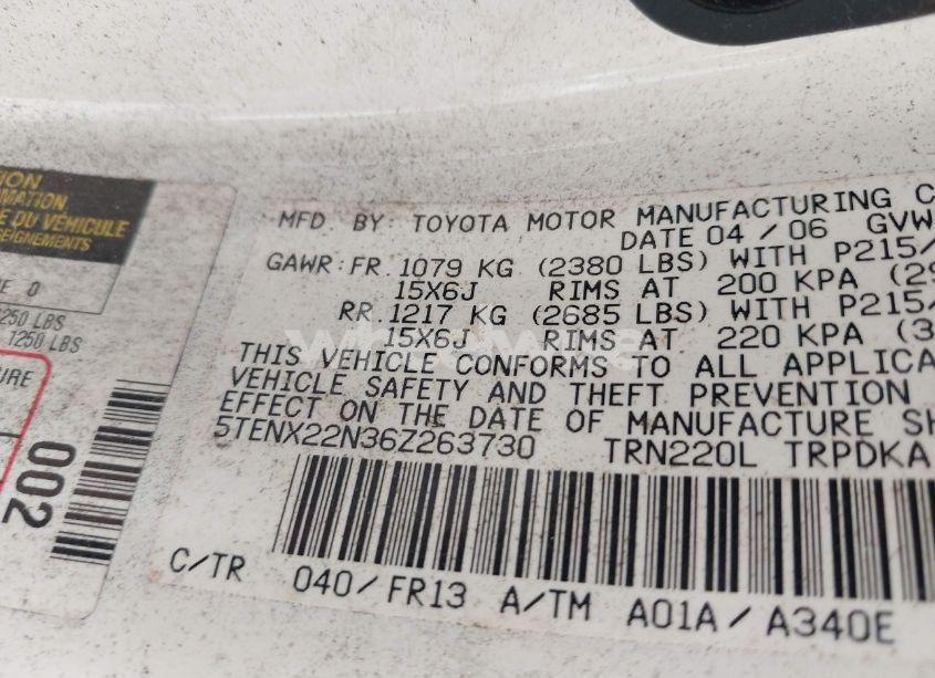 Photo 9 of 2006 Toyota Tacoma (VIN 5TENX22N36Z263730)