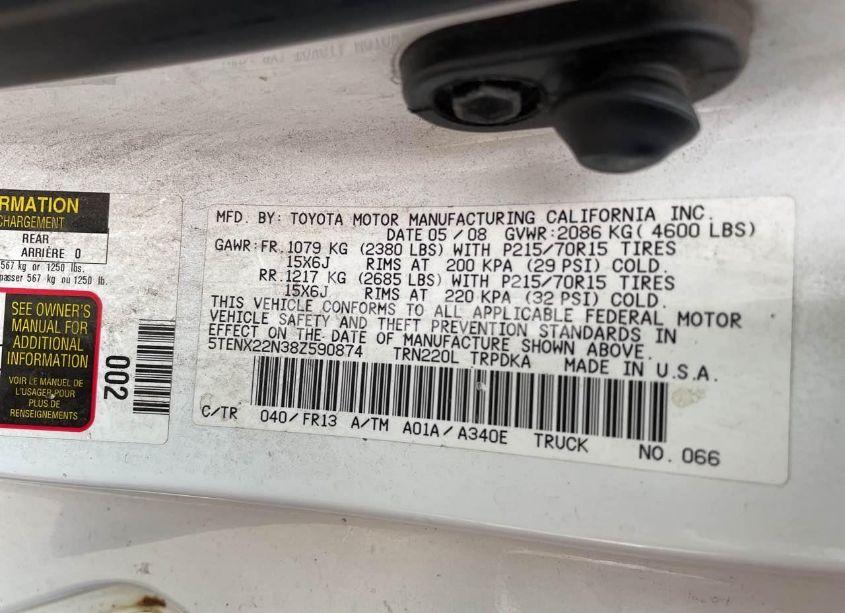Photo 9 of 2008 Toyota Tacoma (VIN 5TENX22N38Z590874)