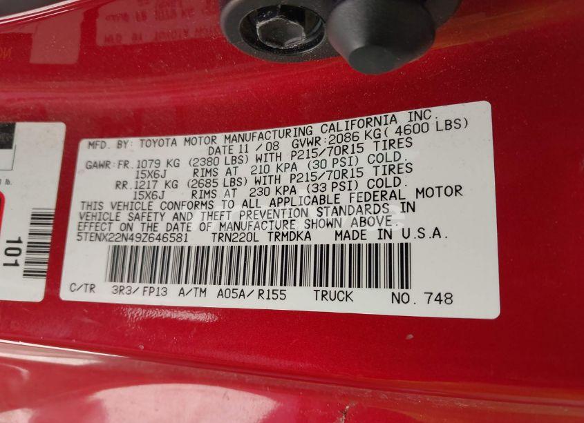 Photo 9 of 2009 Toyota Tacoma (VIN 5TENX22N49Z646581)