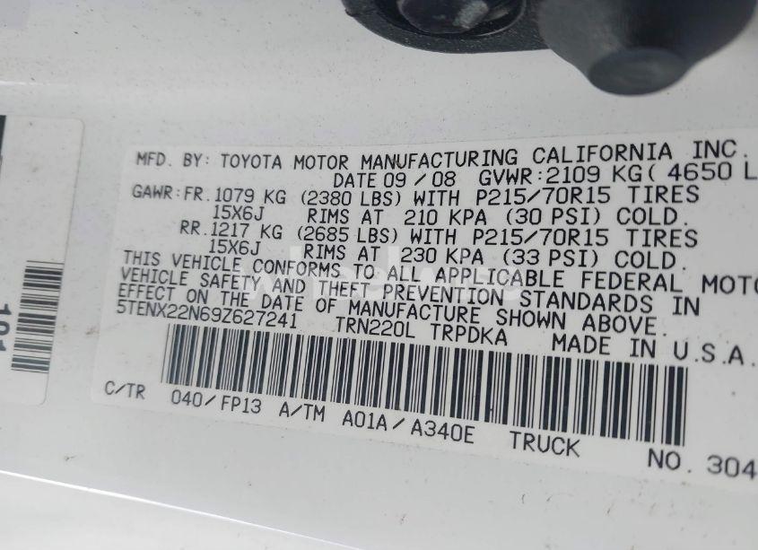 Photo 9 of 2009 Toyota Tacoma (VIN 5TENX22N69Z627241)