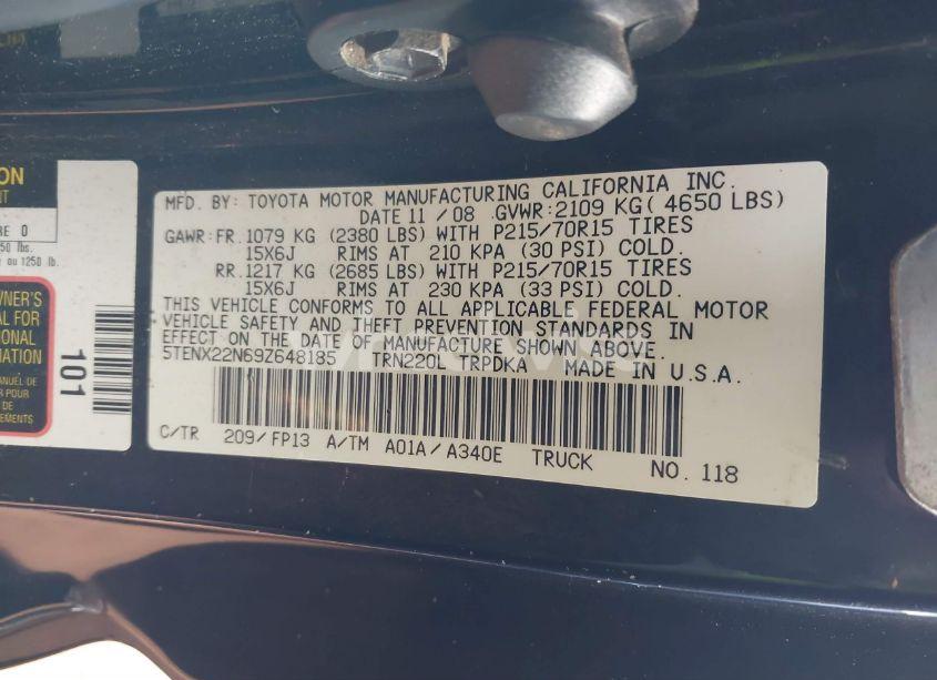 Photo 9 of 2009 Toyota Tacoma (VIN 5TENX22N69Z648185)