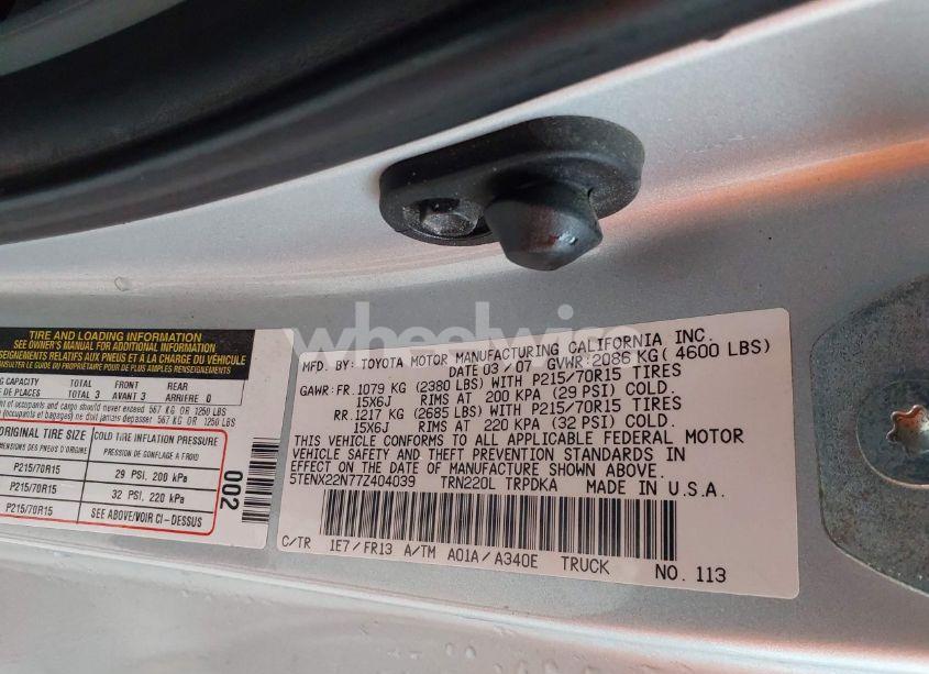 Photo 9 of 2007 Toyota Tacoma N/A (VIN 5TENX22N77Z404039)