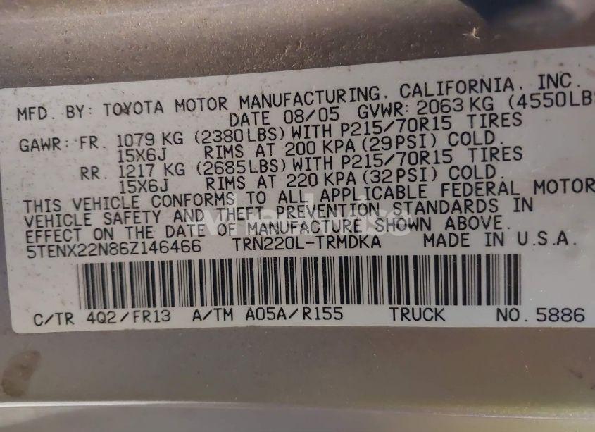 Photo 9 of 2006 Toyota Tacoma (VIN 5TENX22N86Z146466)