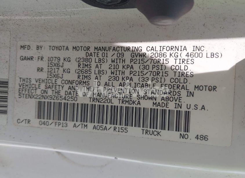 Photo 9 of 2009 Toyota Tacoma (VIN 5TENX22NX9Z654250)