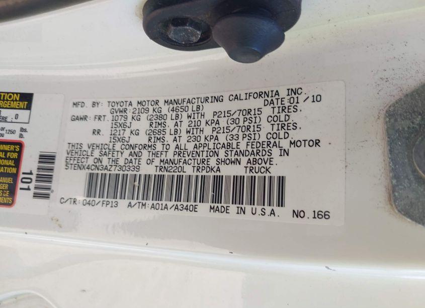Photo 9 of 2010 Toyota Tacoma (VIN 5TENX4CN3AZ730339)