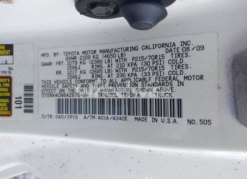 Photo 9 of 2010 Toyota Tacoma (VIN 5TENX4CN8AZ678464)