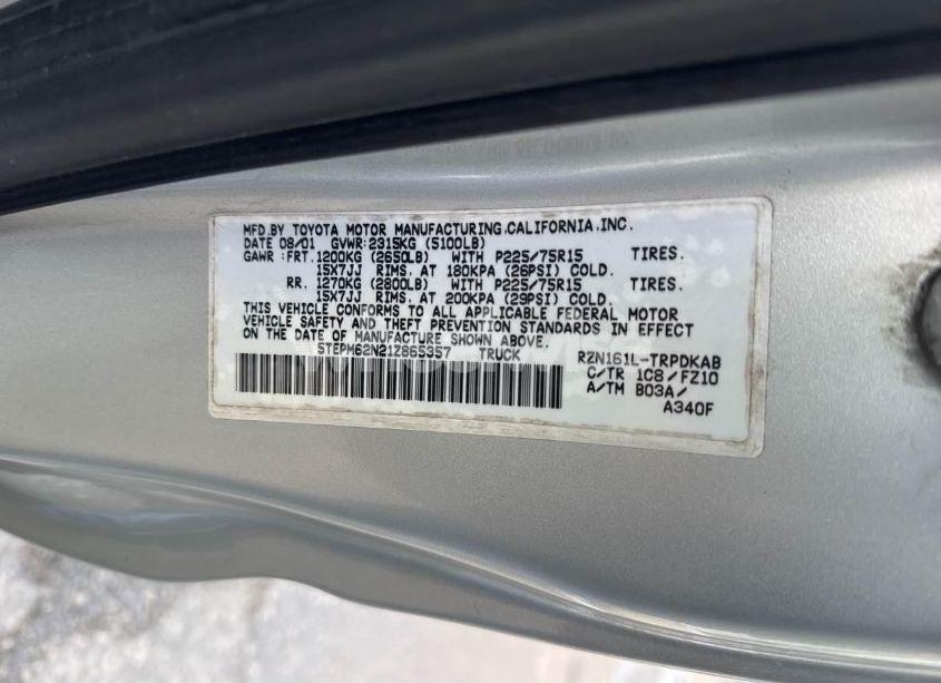 Photo 9 of 2001 Toyota Tacoma (VIN 5TEPM62N21Z865357)