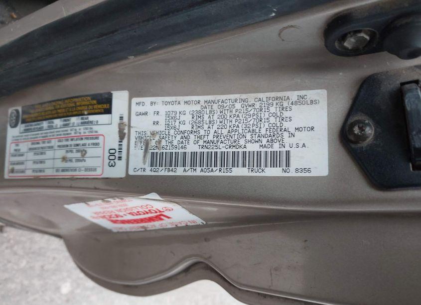 Photo 9 of 2006 Toyota Tacoma (VIN 5TETX22N16Z159146)