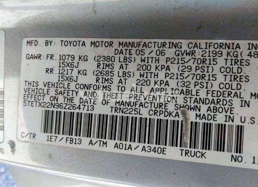 Photo 9 of 2006 Toyota Tacoma ACCESS CAB (VIN 5TETX22N96Z264713)