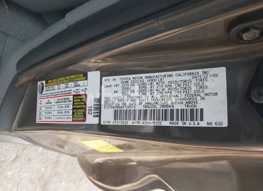 Photo 9 of 2010 Toyota Tacoma (VIN 5TETX4CN5AZ718975)