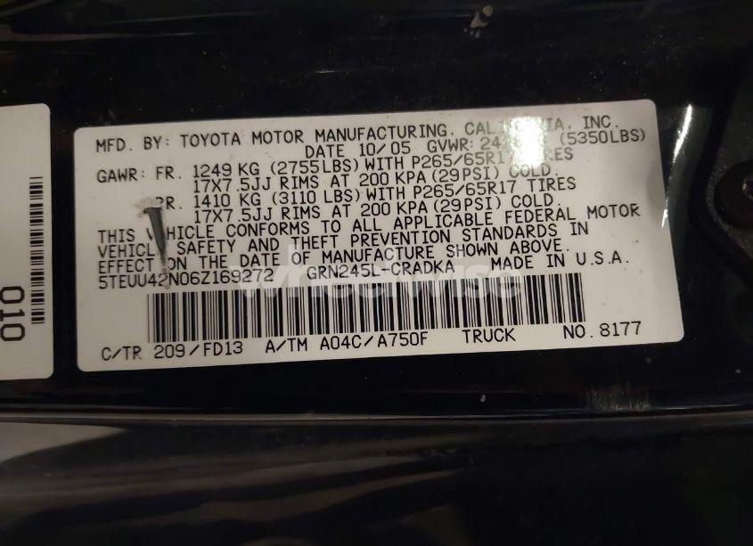 Photo 9 of 2006 Toyota Tacoma ACCESS CAB (VIN 5TEUU42N06Z169272)
