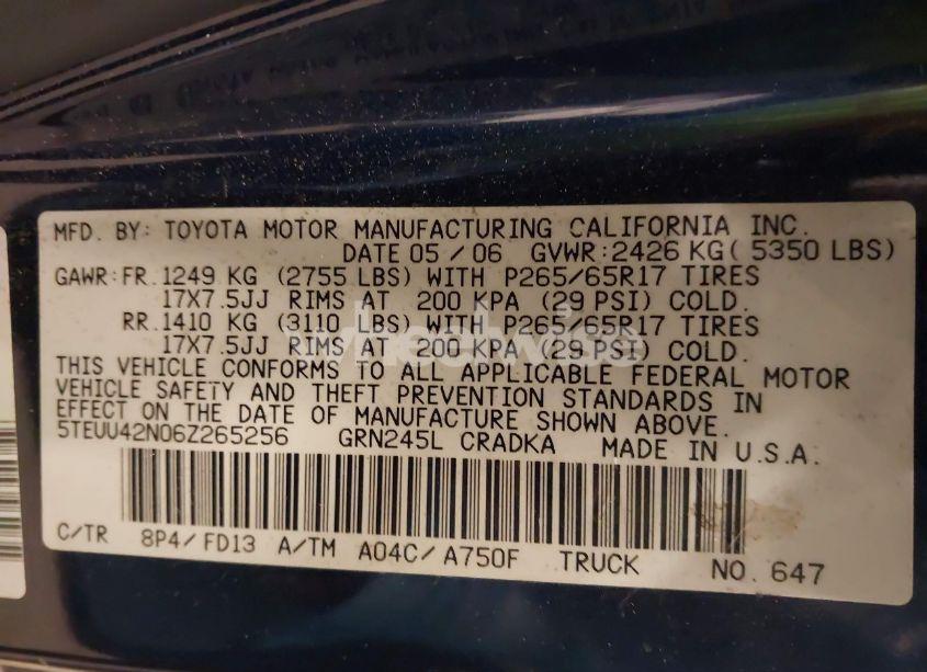 Photo 9 of 2006 Toyota Tacoma ACCESS CAB (VIN 5TEUU42N06Z265256)