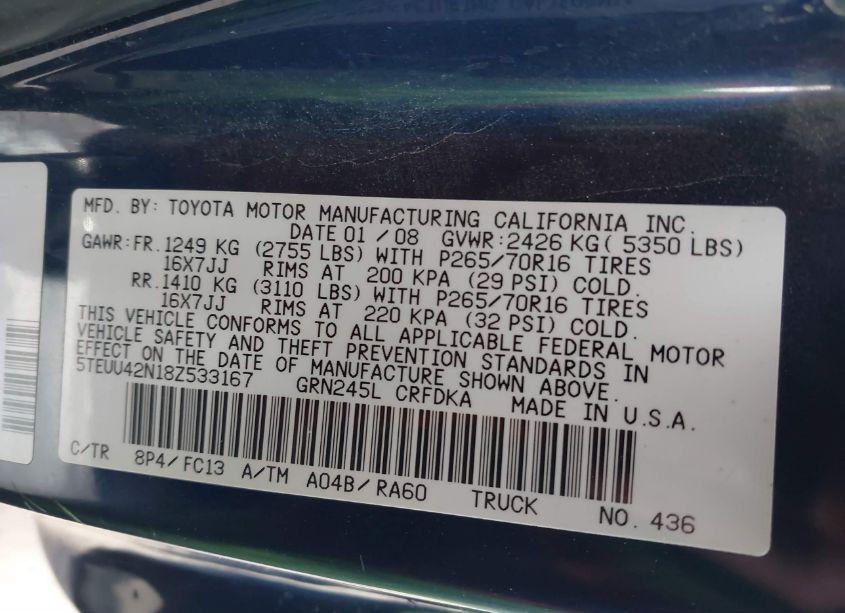 Photo 9 of 2008 Toyota Tacoma ACCESS CAB (VIN 5TEUU42N18Z533167)