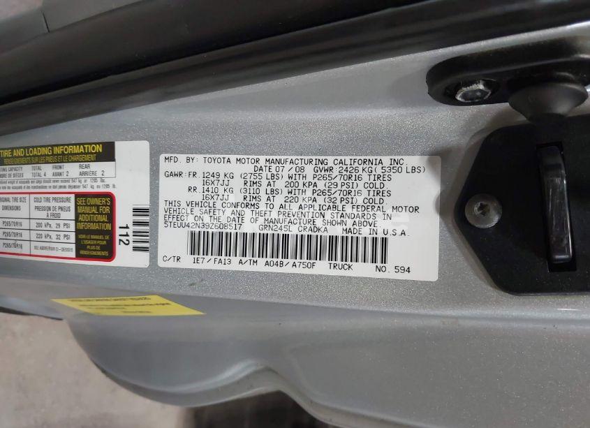 Photo 9 of 2009 Toyota Tacoma BASE V6 (VIN 5TEUU42N39Z608517)