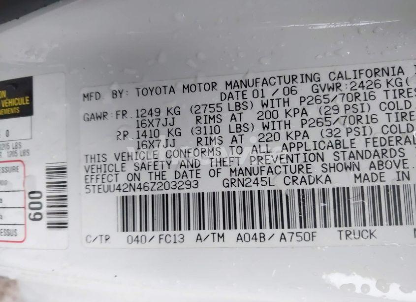 Photo 9 of 2006 Toyota Tacoma ACCESS CAB (VIN 5TEUU42N46Z203293)