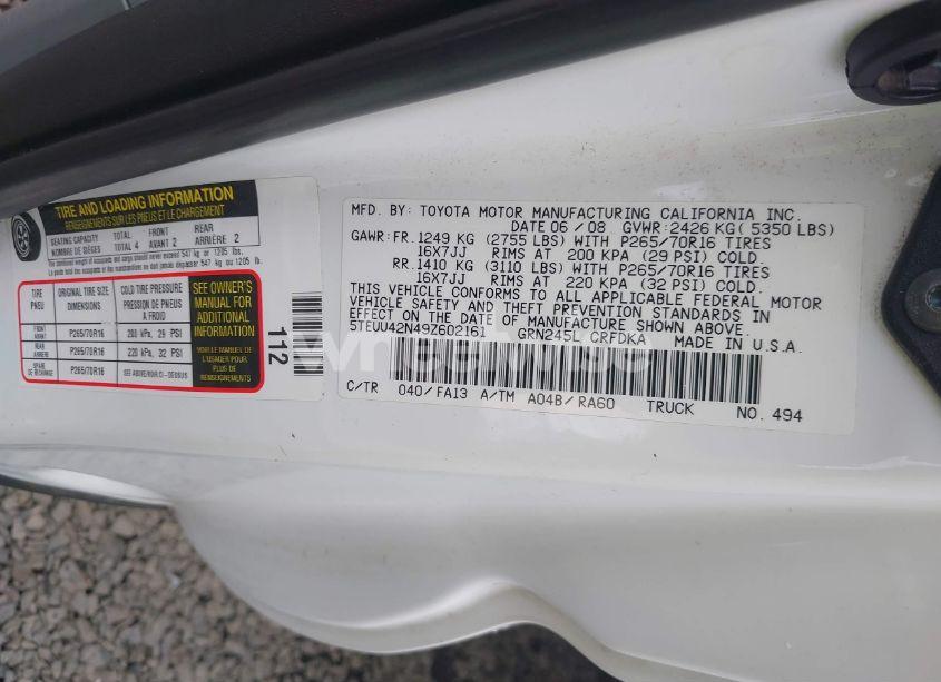 Photo 9 of 2009 Toyota Tacoma ACCESS CAB (VIN 5TEUU42N49Z602161)