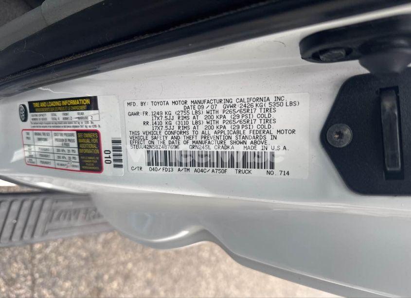 Photo 9 of 2008 Toyota Tacoma ACCESS CAB (VIN 5TEUU42N58Z487696)