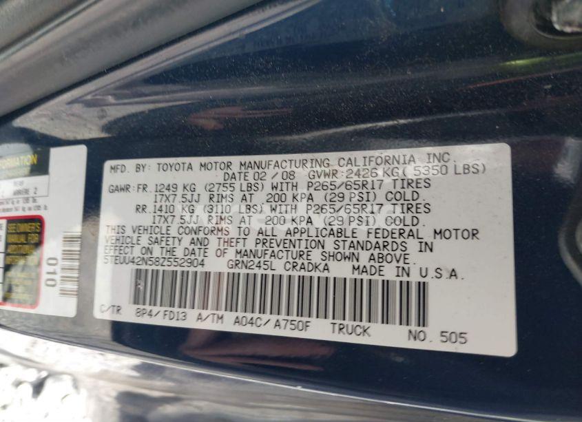 Photo 9 of 2008 Toyota Tacoma ACCESS CAB (VIN 5TEUU42N58Z552904)