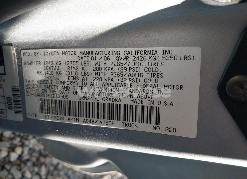 Photo 9 of 2006 Toyota Tacoma ACCESS CAB (VIN 5TEUU42N76Z213509)